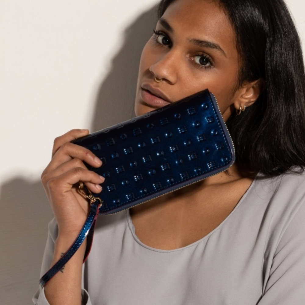 Arcadia wallet wristlet in colbalt blue